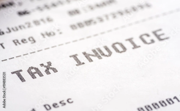 Obraz Tax invoice receipt with macro view