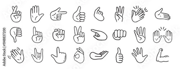 Fototapeta hand gesticulations doodle hand drawn icon. Outline drawing hand gesticulations line clipart symbol