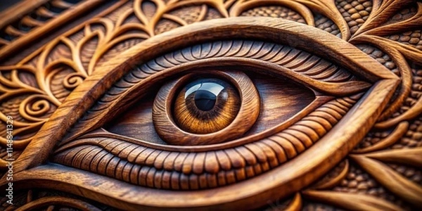 Fototapeta Close-up Candid Shot of a Unique Wooden Letter Eye Iris