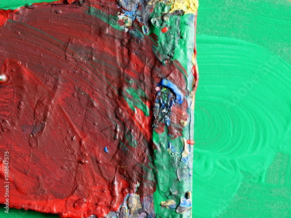 Fototapeta Painter's close-up old dirty spatula
