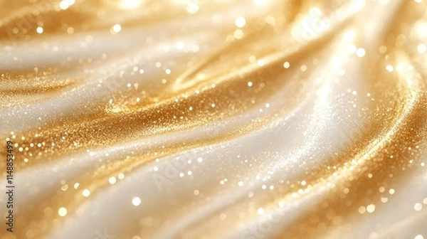 Fototapeta Shimmering gold and white abstract background.