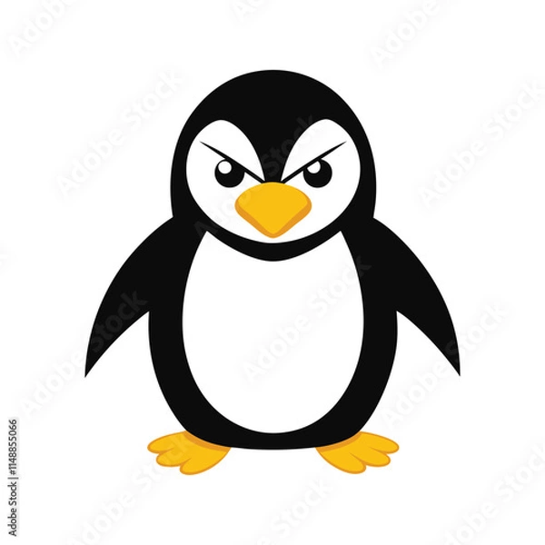 Fototapeta Angry Cartoon Penguin - Cute and Fierce Character Vector Design