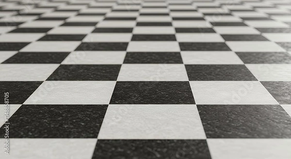 Obraz Empty checkered table backdrop 3d illustration image.