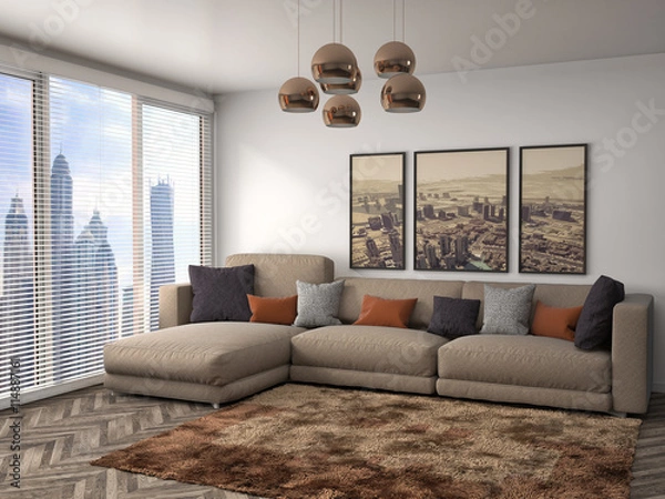 Fototapeta interior with sofa. 3d illustration