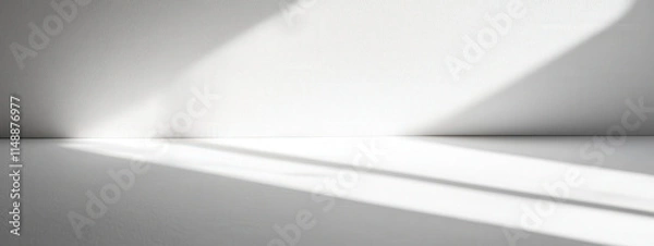 Fototapeta Minimalist white background with soft shadows and a clean surface, perfect for product photography