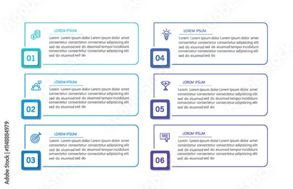 Obraz Business vector infographic design template with icons and 6 options or steps