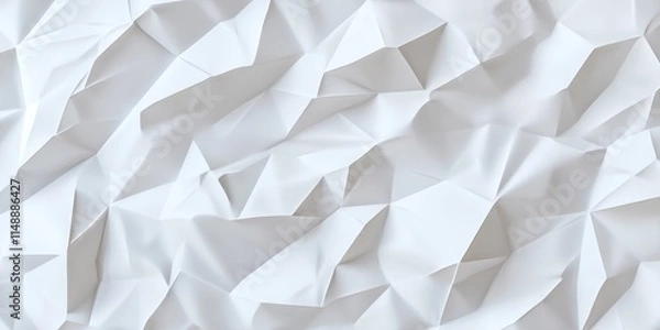 Fototapeta Geometric folds in white paper creating an angular and dynamic texture for contemporary abstract design backgrounds