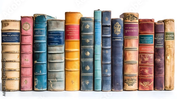 Fototapeta A Captivating Display of Colorful Books in Bright Covers Piled Together For Stunning Visual Appeal