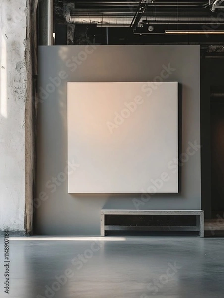 Fototapeta Asymmetric Blank Canvas in Contemporary Art Space with Edgy Modern Statement