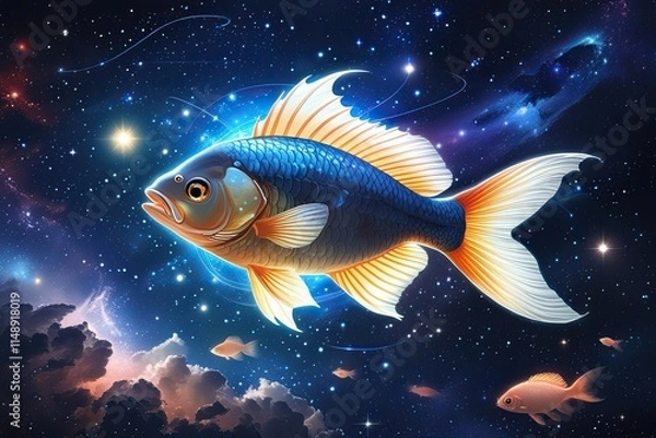 Fototapeta Pisces Enchantment Shimmering Fish in a Celestial Voyage