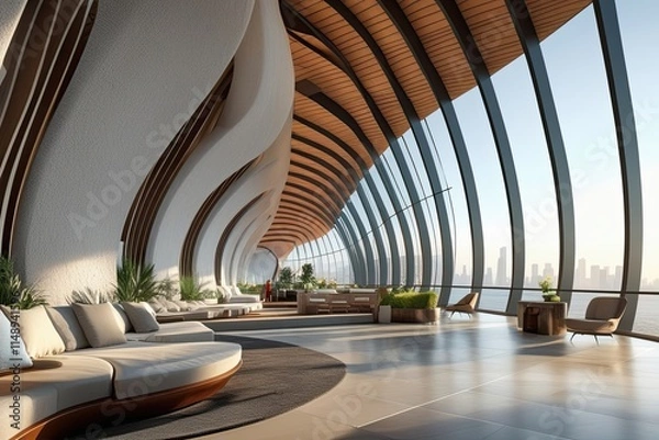 Fototapeta Elegant Three Dimensional Curved Structure with Modern Design and Airy Feel