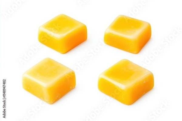 Obraz Square yellow French cheese with white mold soft Pont l Évêque or Maroilles on a white background