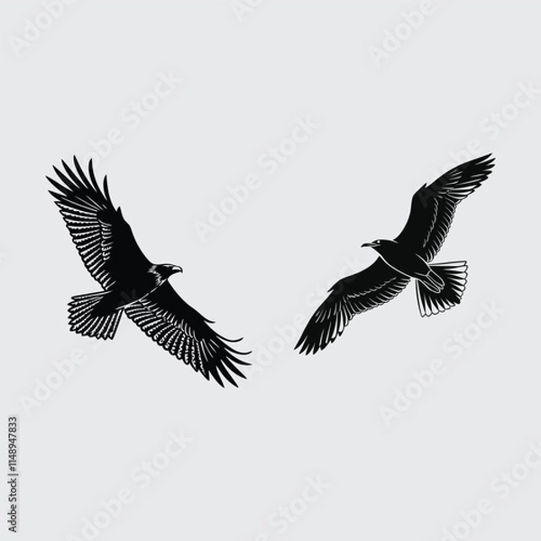 Obraz Flying bird image silhouette vector art and illustration