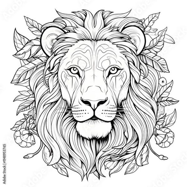 Obraz lion head vector,coloring page