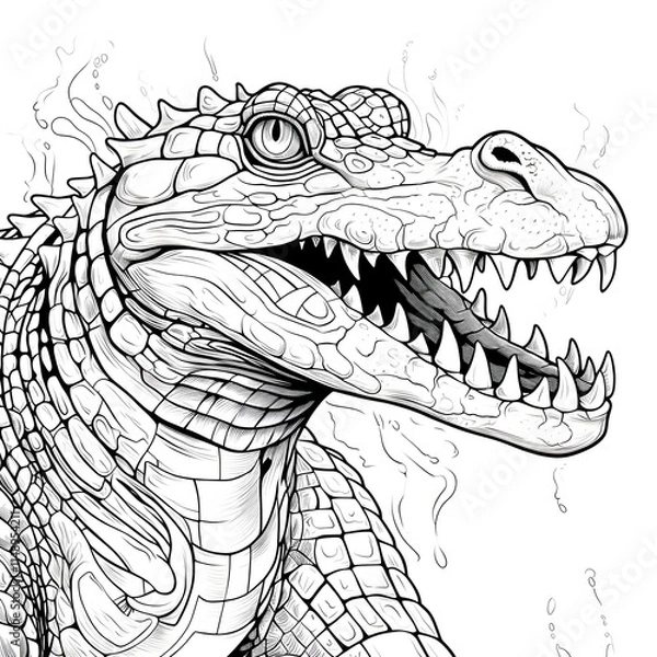 Obraz crocodile in the water coloring page