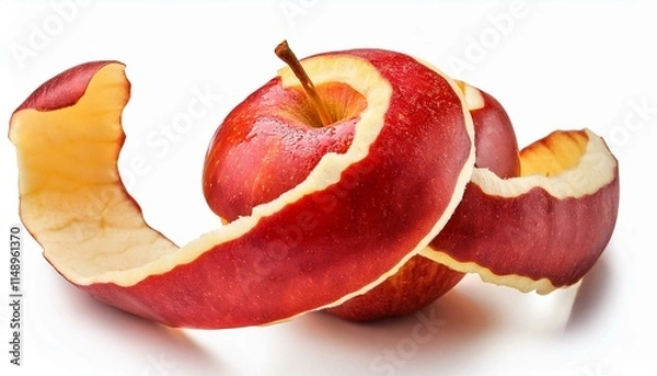 Obraz closeup of twisted peel of red apple isolated on white backgroun