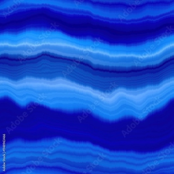 Obraz Modern summer striped blur wash seamless pattern background for trendy beach wear and coastal living designs. Repeatable alcohol ink bleed effect in blue white indigo colors