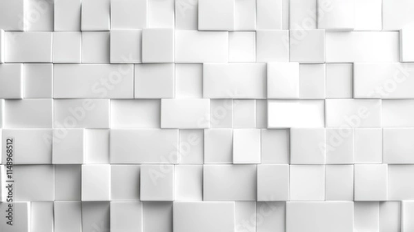 Obraz Abstract white geometric background with square and triangular shapes.
