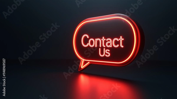 Fototapeta Contact us glowing speech bubble