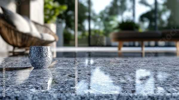 Fototapeta Granite Surface Holds Speckled Stone Cup Modern Design