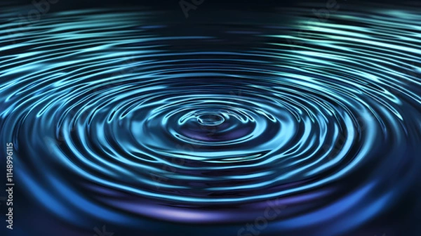 Fototapeta Ripple effect on water surface with subtle waves and reflections, tranquility. Rippling. Illustration
