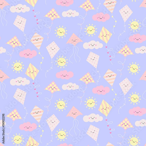 Fototapeta Seamless pattern with different kites