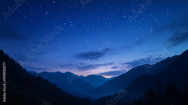 Fototapeta 高原の自然と夜空に広がる打ち上げ花火の幻想的な風景