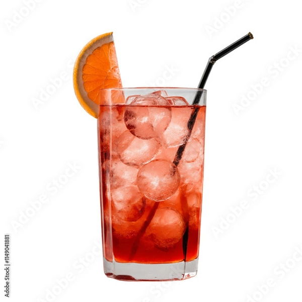 Fototapeta A Campari Spritz made with soda water on a transparent background PNG