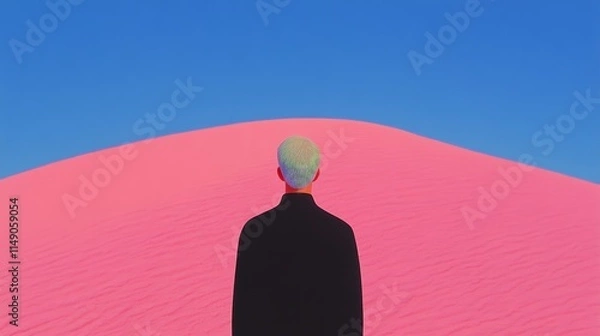 Obraz Solitude within a Vibrant and Colorful Landscape A Deep Contemplation on a Pink Dune