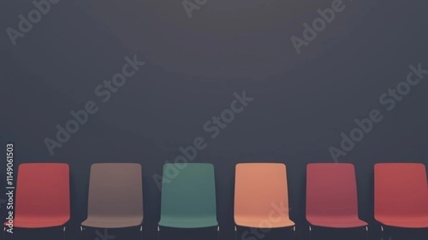 Obraz The vibrant and modern chairs are strikingly arranged against a beautifully minimalist background