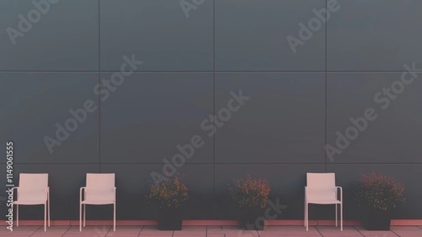 Obraz Minimalist Seating Arranged Neatly Against a Contemporary Modern Wall in a Stylish Setting