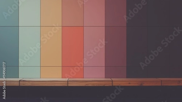 Fototapeta A Colorful Wall Palette Displayed on a WellCrafted Wooden Base for Interior Design