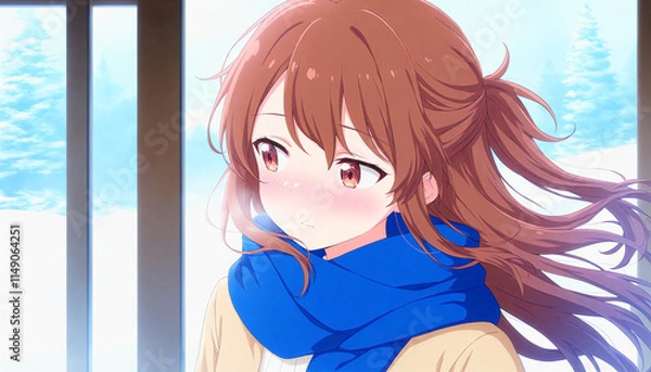 Obraz 白い息を吐く