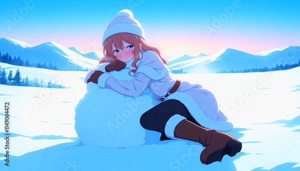 Obraz 雪玉に乗る