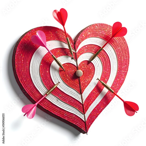 Fototapeta Colorful heart with arrows  a symbol of love and passion perfect for valentine s day celebrations, 3d rendering of conceptual art concept.
