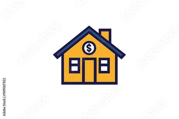 Fototapeta simple house and dollar logo for home loans isolated on white background