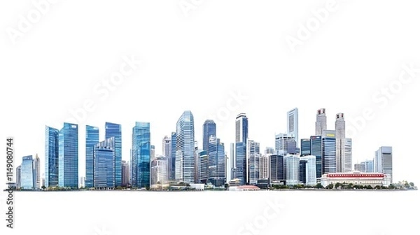 Fototapeta city skyline with modern corporate towers isolated on white background