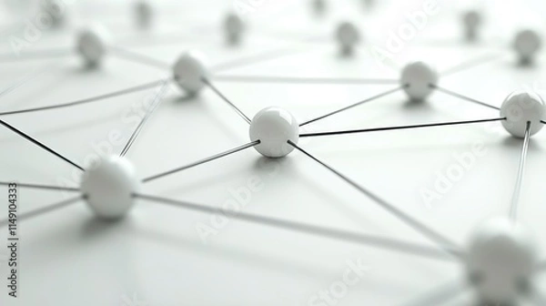 Fototapeta A global network of interconnected lines and nodes representing worldwide business connections, symbolizing collaboration, expansion, and international success in the modern business landscape.