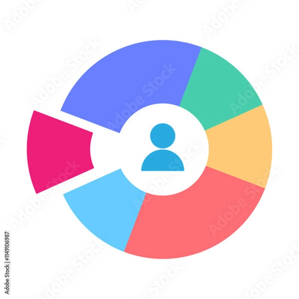 Fototapeta Audience segmentation, a flat color vector element, forms the basis of a marketing strateg