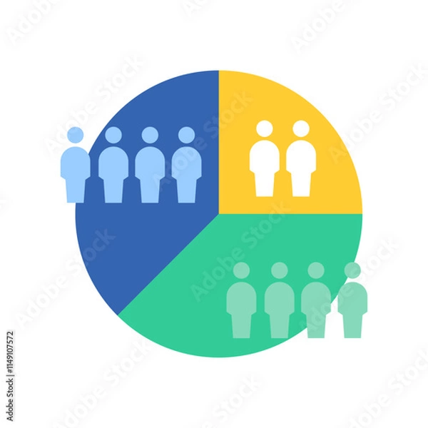 Fototapeta Audience segmentation, a flat color vector element, forms the basis of a marketing strateg