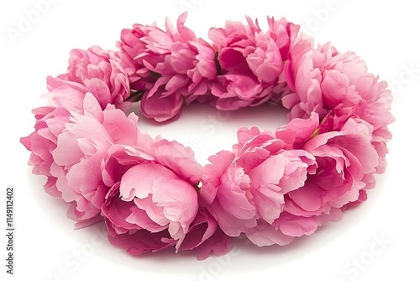 Fototapeta pink peony petals arranged in a circle isolated on white background