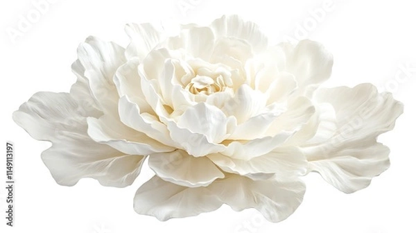 Fototapeta white peony with soft texture isolated on white background