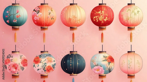 Obraz Collection of Chinese New Year Lantern Patterns