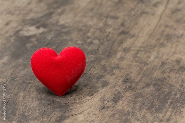 Obraz red heart fabric on table