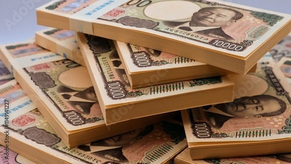 Obraz 札束の山のクローズアップ