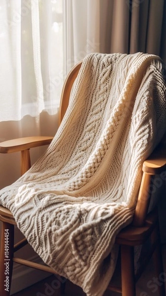 Obraz Knitted Blanket with Intricate Patterns