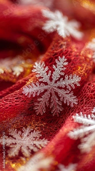 Obraz Snowflakes on Red Scarf