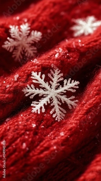 Obraz Snowflakes on Red Scarf