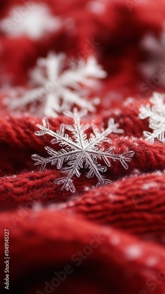 Obraz Snowflakes on Red Scarf