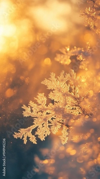 Obraz Frost Patterns Illuminated by Sunrise